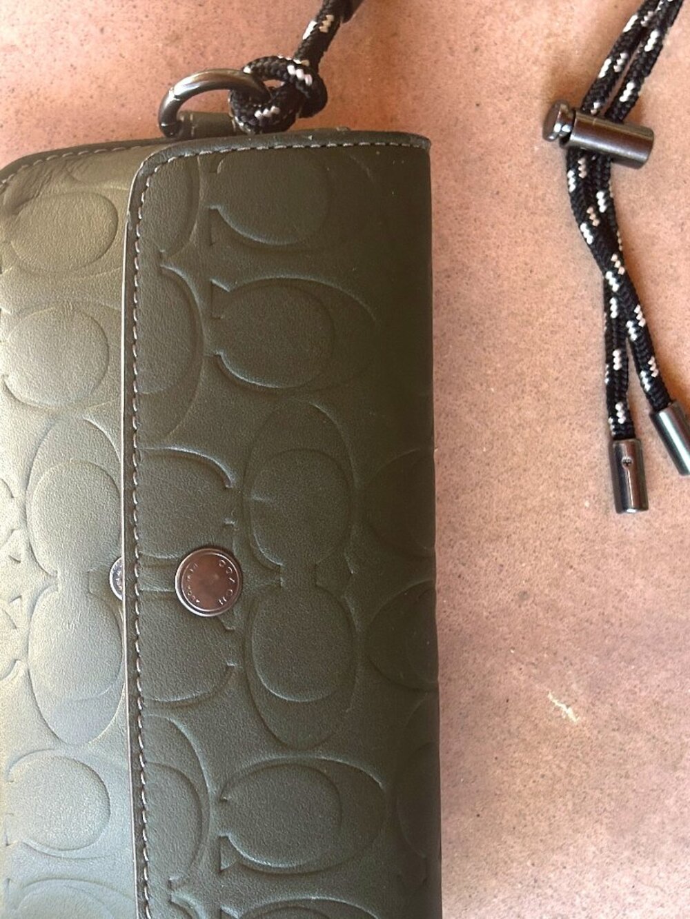 COACH hard-shell glasses case w/adjustable cord